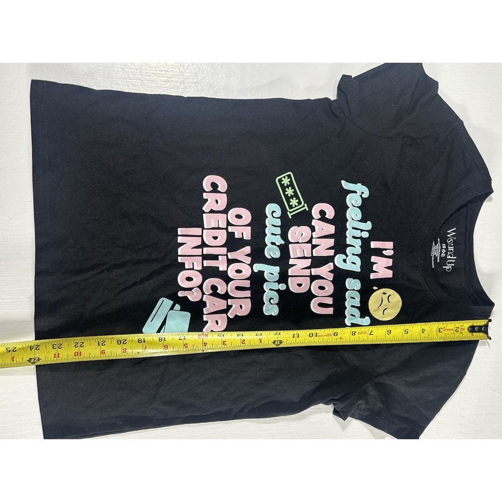 Wound Up Feeling Sad Black Funny Slogan Graphic Tee Womens T-Shirt XS 0 - 2 - Picture 4 of 6